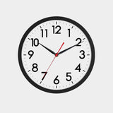 Classic Quartz Wall Clock (Black Frame, White Face, 12" Diameter)